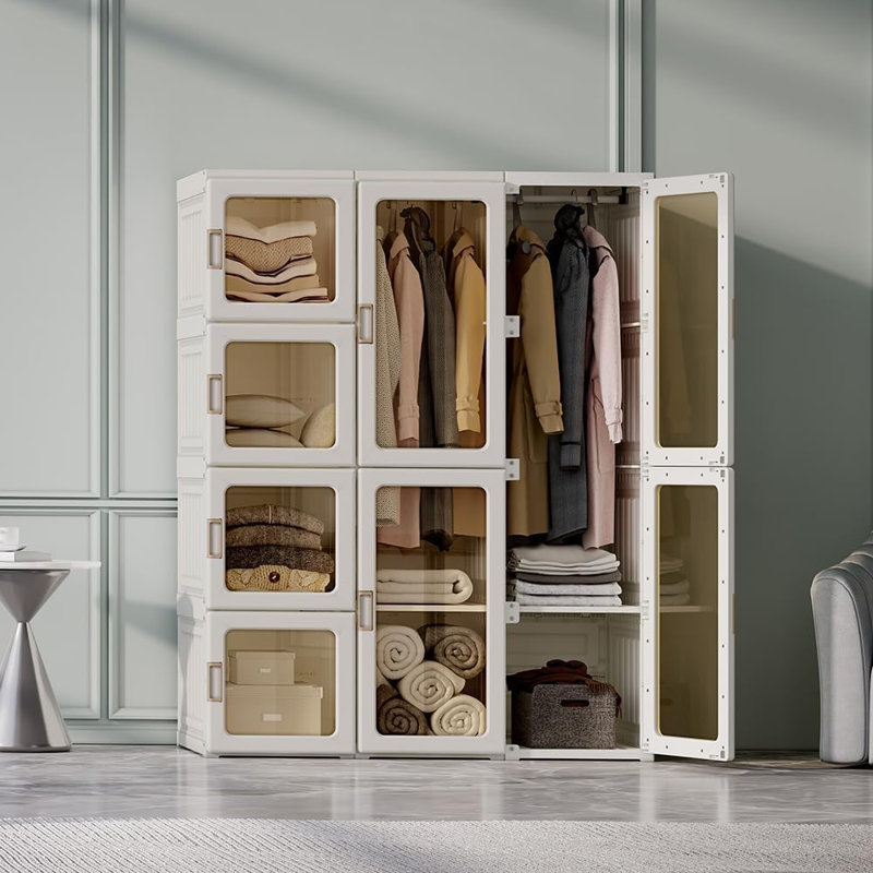 Silver Wardrobe, 8-Doors & 2 Hanging Rods