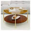 Table basse ronde moderne à double couche avec plateau en verre trempé et tablette en bois Modern Gold - diamètre de 32,3 pouces