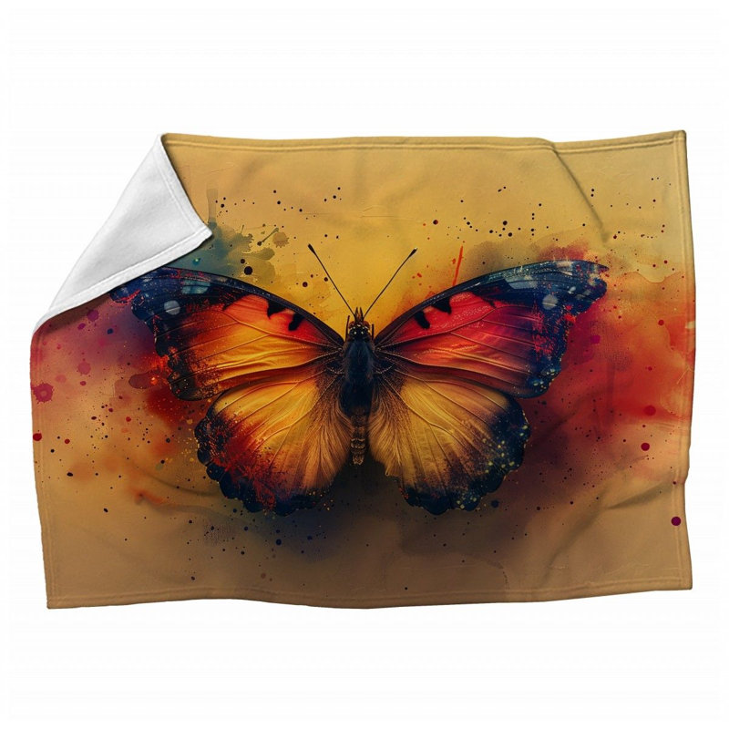 Bright Butterfly Nature Machine Printed Throw Blanket, Queen