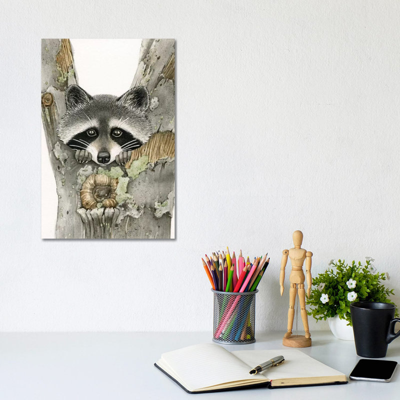 Raccoon by Tracy Lizotte - Painting on Canvas, Wrapped Canvas, 30.48cm H x 20.32cm W x 1.91cm D