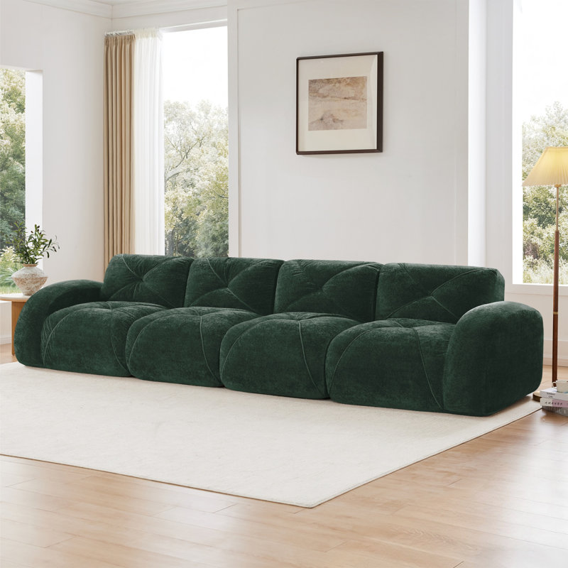 Canapé modulaire surdimensionné en velours capitonné, Vert