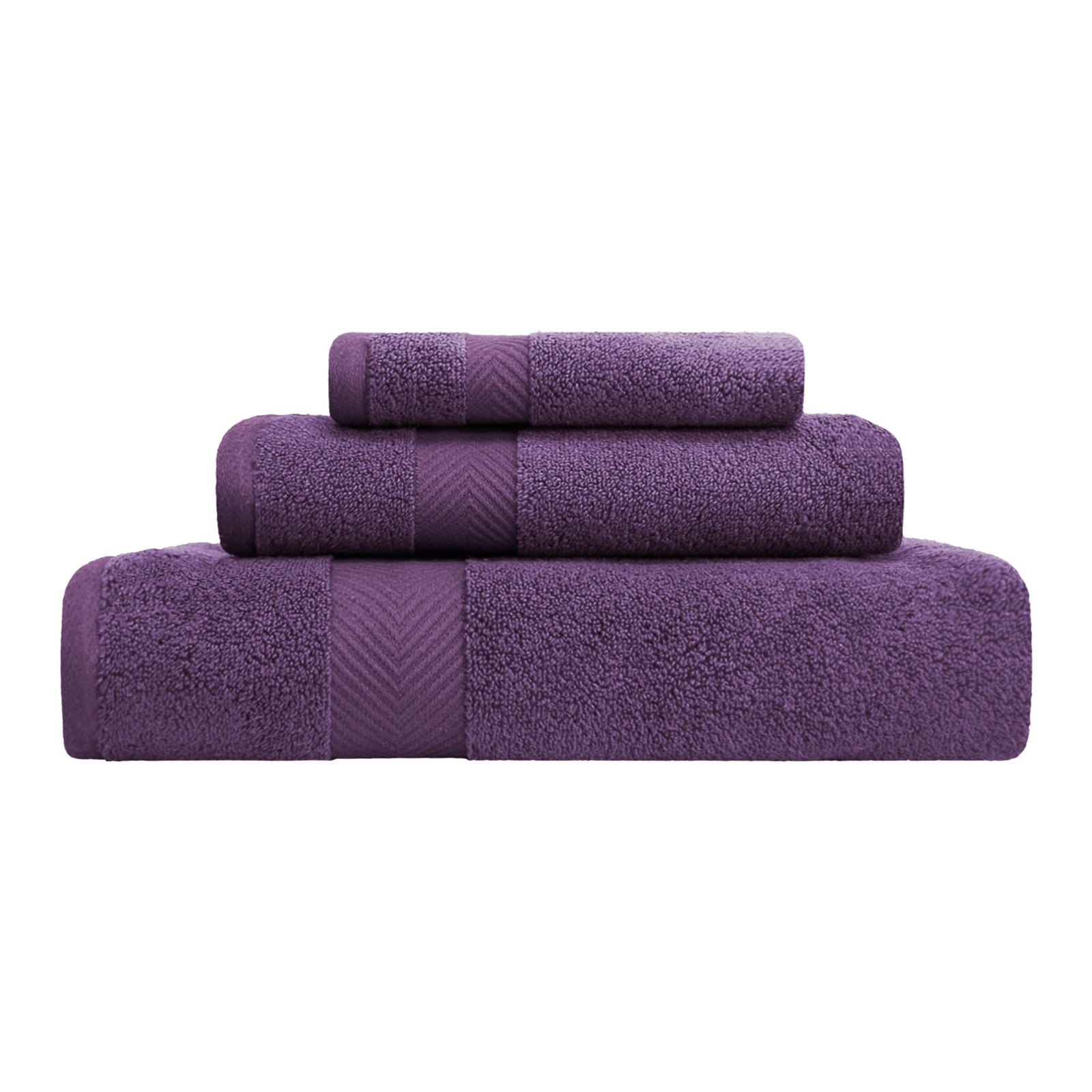 Hamachi Zero-Twist 3 Piece 100% Cotton Towel Set, Grape Seed