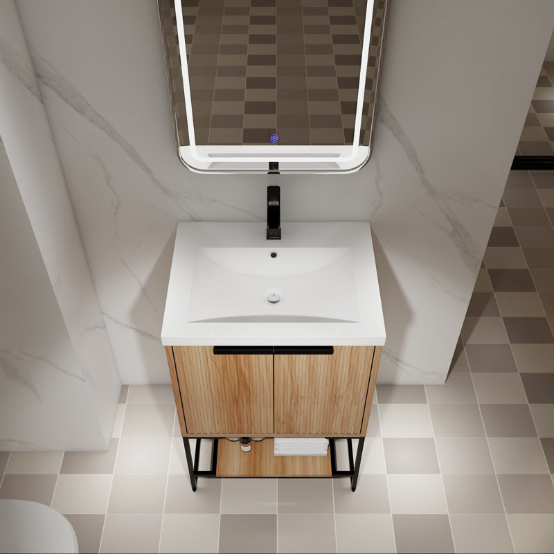 Meuble-lavabo simple 60 po avec comptoir en céramique