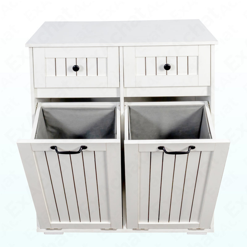 Armoire à linge avec 2 paniers à linge amovibles et 2 tiroirs