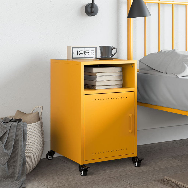 Radonna 36cm W Steel Bedside Table, Mustard Yellow