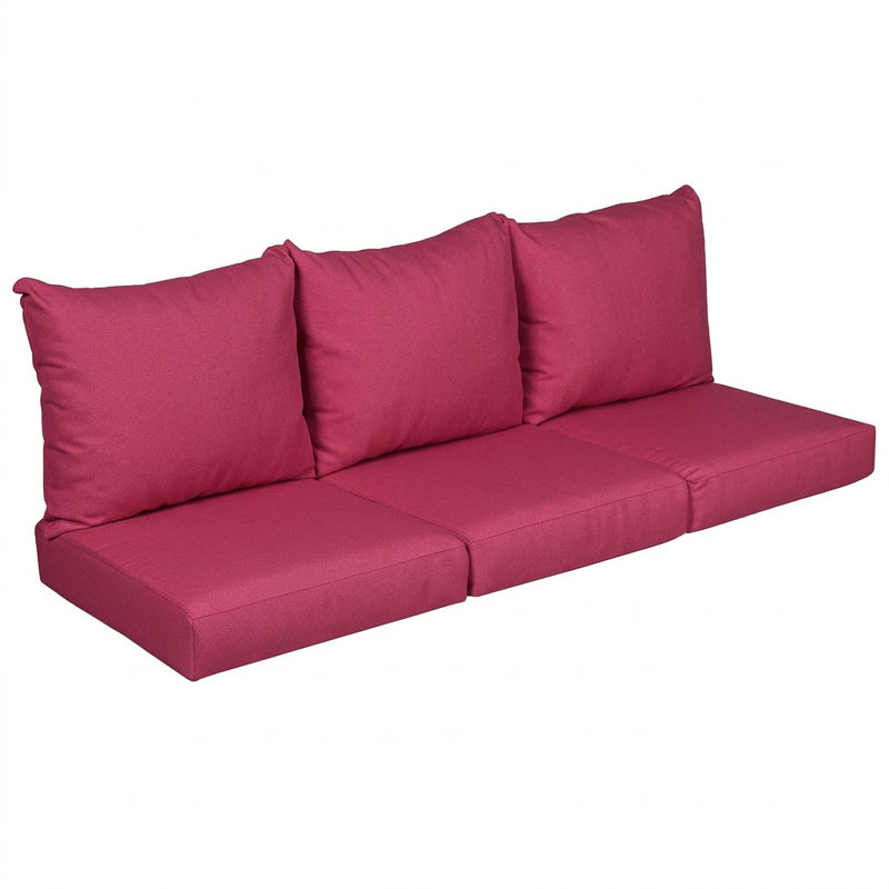 Sunbrella Outdoor Solid Deep Seating Sofa Pillow and Cushion Set, 25 in W x 25 in D x 5 in H, Sunbrella - Canvas Hot Pink