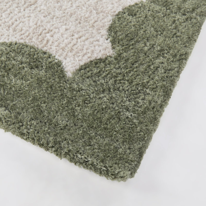 Sherise Green Modern Border Area Rug, Rectangle 5'3" x 7'