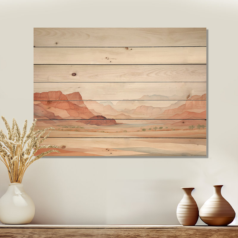 Minimalisme, vue de canyon I - art mural en bois de pin sur bois de pin naturel, H 30 po x l 40 po