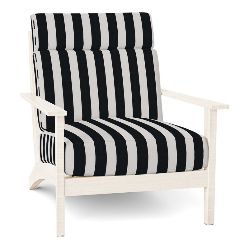 Chaise longue en aluminium Kennebunkport - Craie, Welt + bourre standard, Sunbrella® ‑ Cabana à rayures minuit, Craie