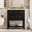 Meuble-lavabo à cadre en bois avec lavabo en céramique et 5 tiroirs, meuble-lavabo pour la maison-1833167707