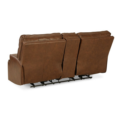 Cesca Power Recliner Loveseat, Plush Auburn Brown Real Leather, 82In