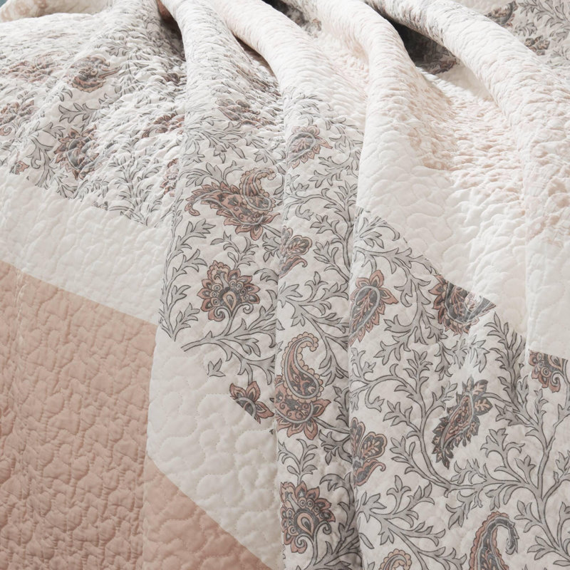 Ensemble de courtepointe en coton 6 pièces, Rosé, King Quilt + 5 Additional Pieces