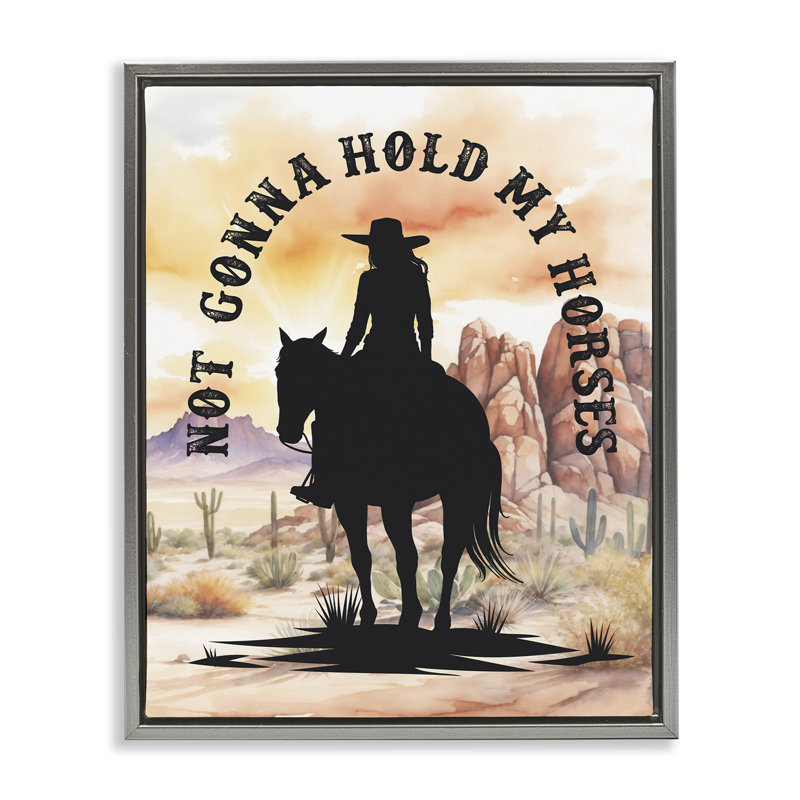  «Not Gonna Hold My Horses», art mural sur toile par lettré et doublé, H 21 po x l 17 po, Cadre flottant gris lustré