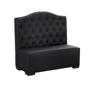 Single Tufted Black Vinyl Restaurant Booth with High Curved Backrest