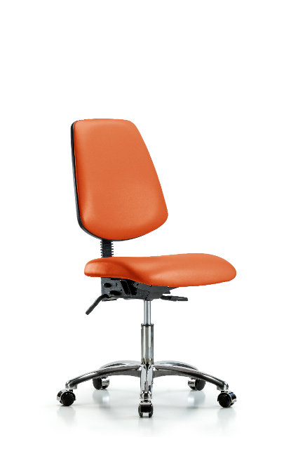 Chaise de travail en vinyle Rebecca, Roulettes, Inclus, Orange
