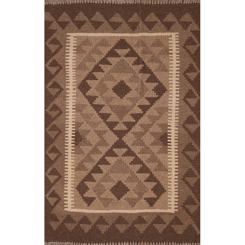 Geometric Kilim Reversible Wool Area Rug 3x4