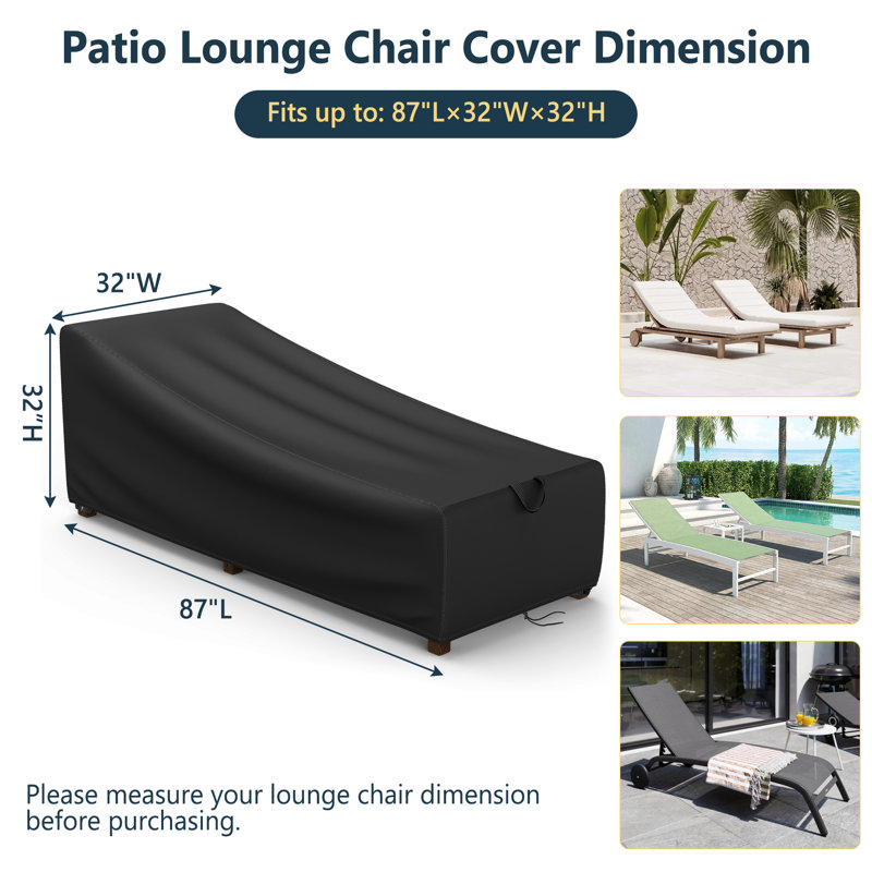 Housse pour chaise longue imperméable, H 30 po x l 32 po x P 87 po