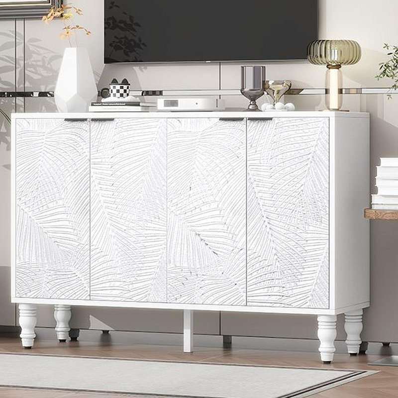 VIBE HAUS 47.2'' Modern TV Stand, Entertainment Center Media Console With 2 Spacious Storage Space, Solid Wood Legs And Anti-Tip Device For Living Room, Up To 43''