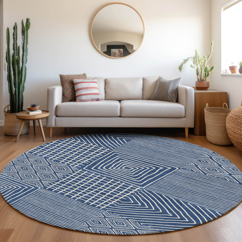 Tapis intérieur / extérieur bleu Junia , 3 pi x 5 pi