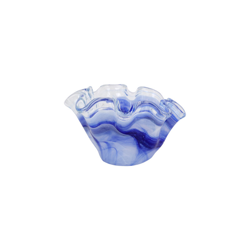 Cobalt Blue Glass Petite Ruffled Serving Bowl