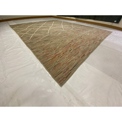 Tapis moderne et contemporain noué à la main de conception unique 9 pi 6 po x 11 pi 7 po Anatolian