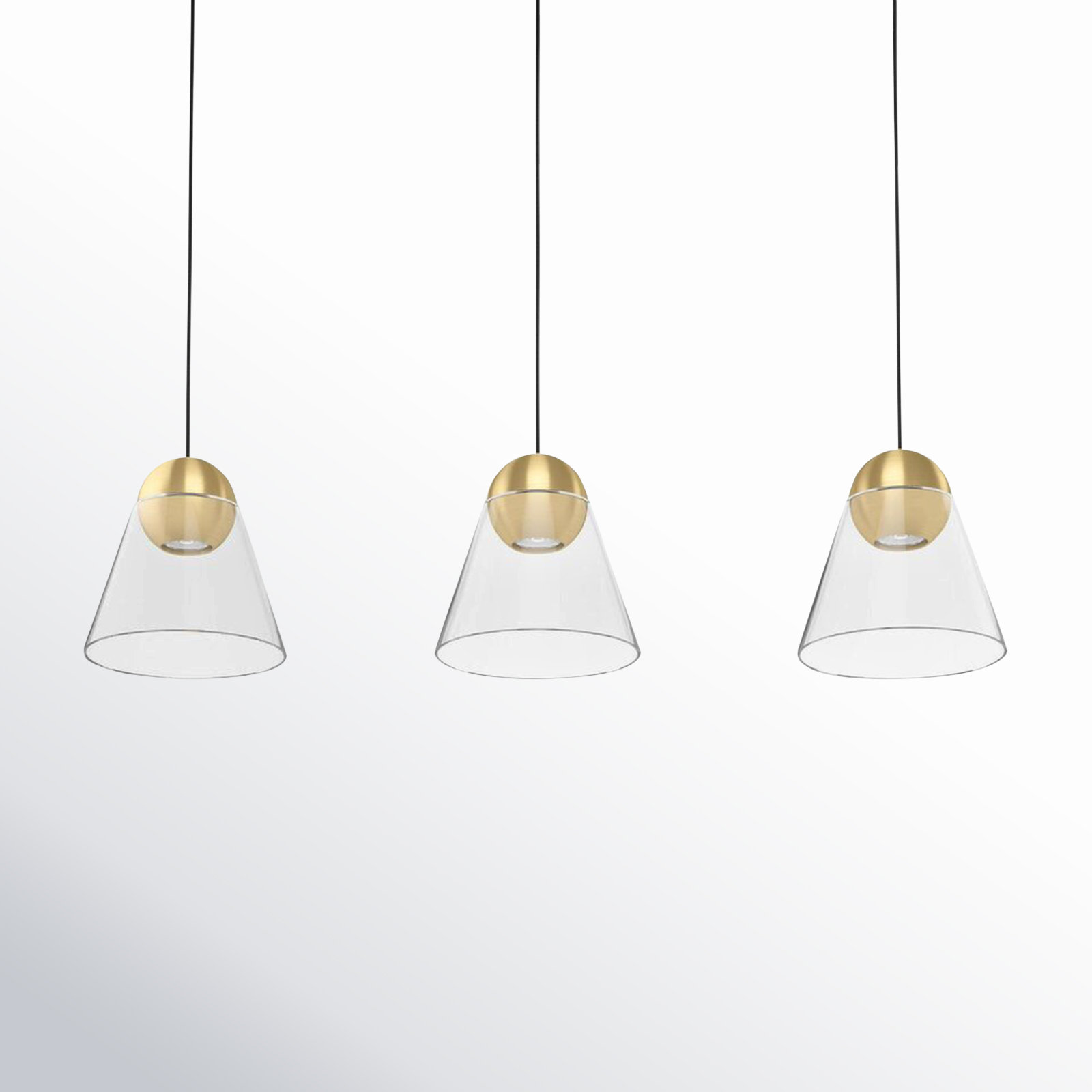 Jeffery 3 Light Glass Dimmable Pendant
