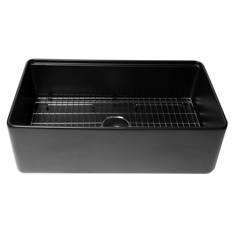 33'' L Single Bowl Fireclay Kitchen Sink, Black