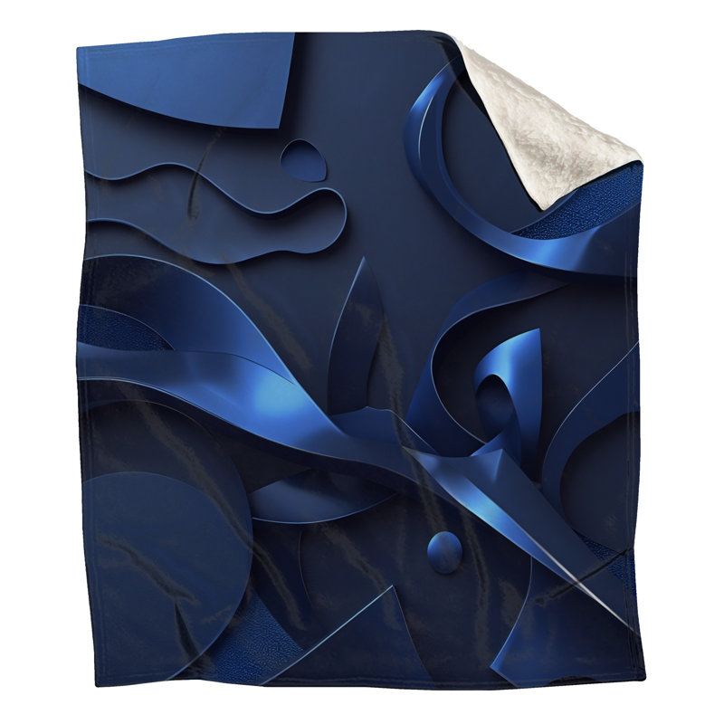 Couvertures bleues à formes abstraites, L 50 po x H 60 po