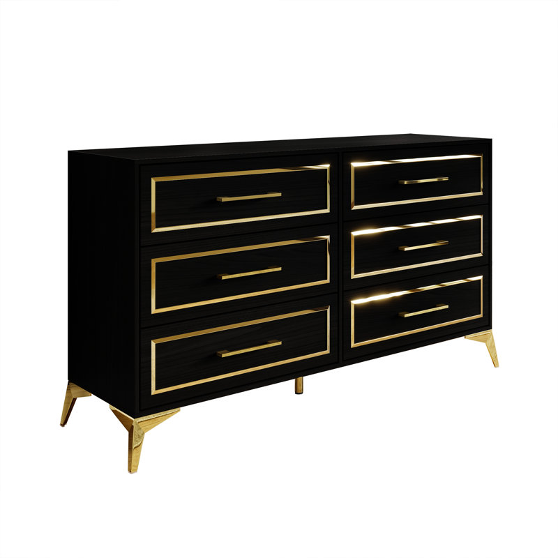 Baccus 52.52'' W 6 - Drawer Dresser, Black