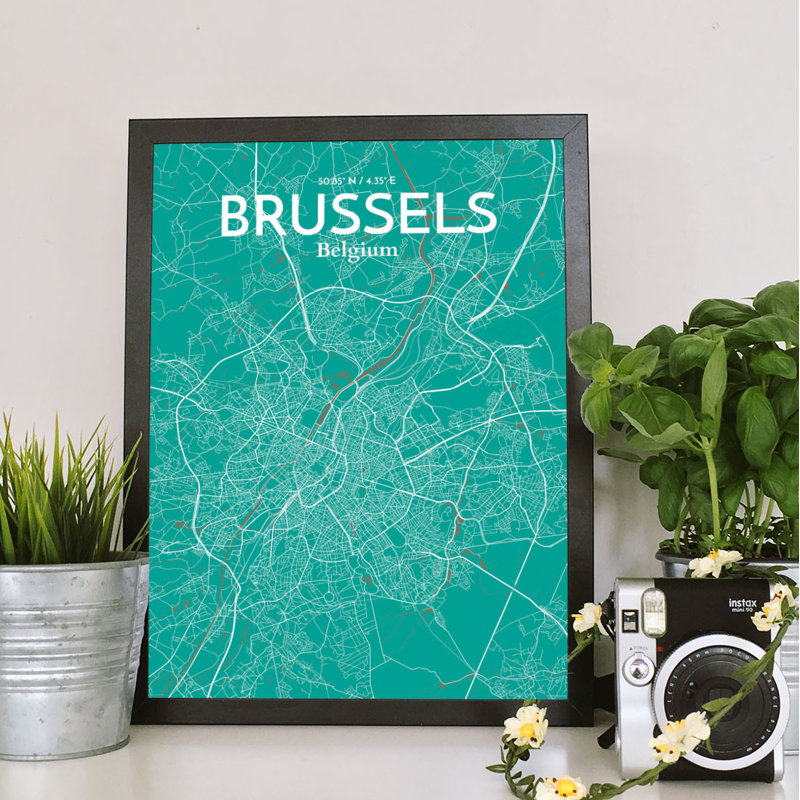 Brussels City Map - No Frame Print, 91.4cm H x 61cm W x 0.13cm D