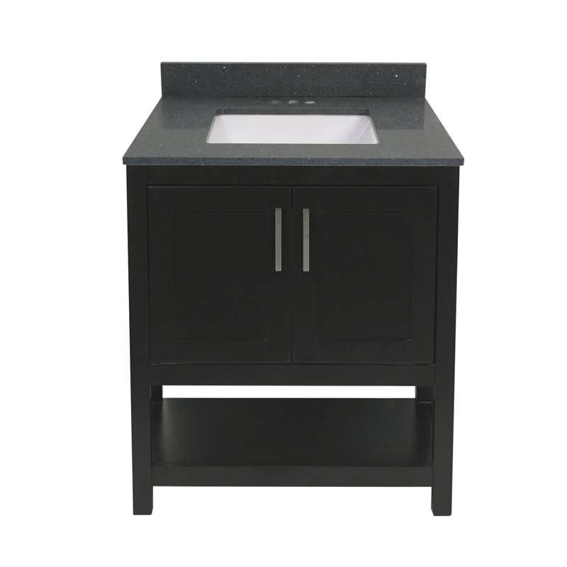 Ensemble de meuble-lavabo simple 25 po Agu, Noir Calacatta, Espresso