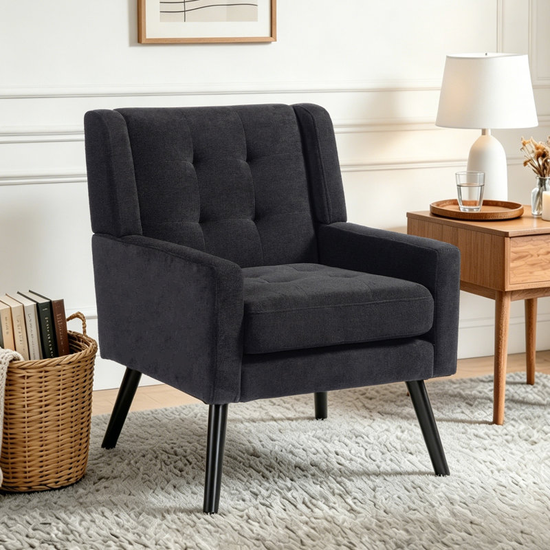 Fauteuil d'appoint Bolanle, Lin noir