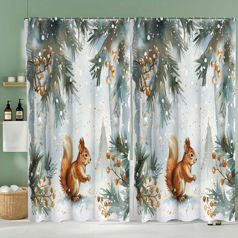Ensemble de 2 rideaux de douche à motif animaux de la forêt de 72 pouces x 72 pouces avec animaux sauvages