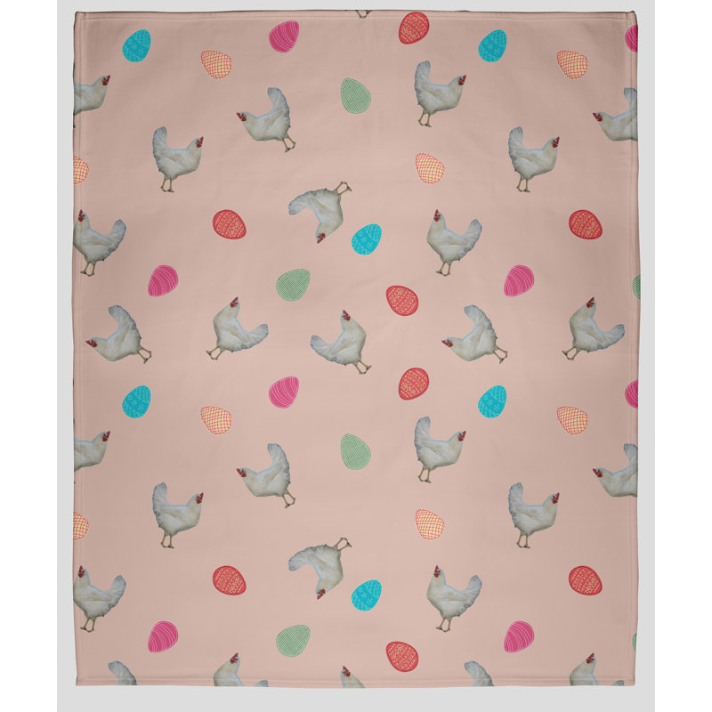 Bianco Chickens and Eggs Blanket, W76 x L101cm, Red