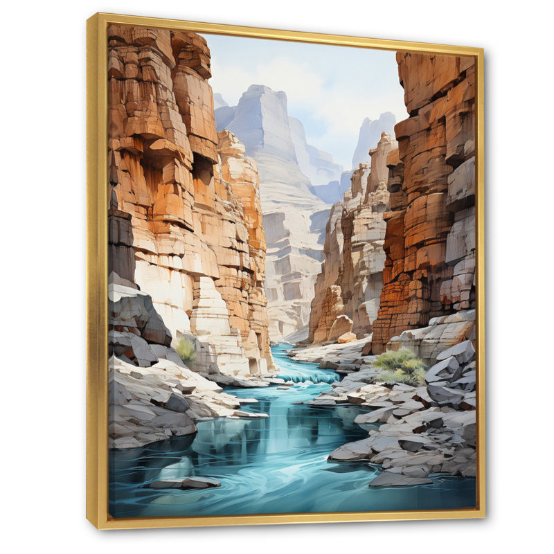 «Llamile Canyon Endless Journey», reproduction sur toile, Cadre flottant doré, H 20 po x l 12 po x P 1 po