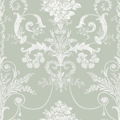 Laura Ashley Josette Sage Green Wallpaper