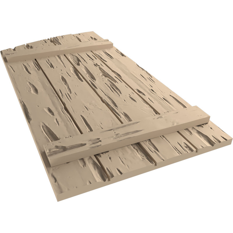 Timberthane à quatre planches jointes avec lattes elliptiques (par paire), Texture lisse / brun clair apprêté, 22"