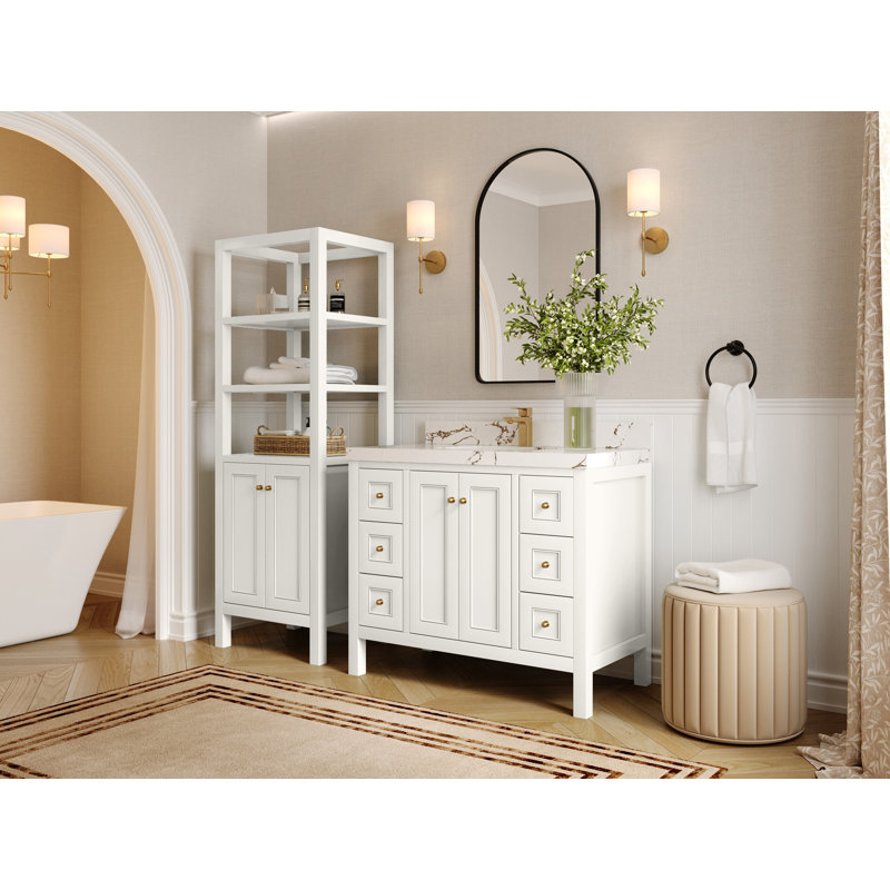 Nashville 4. W X 2. D Single Sink Bathroom Vanity In Alabaster,  Berkshire Brass