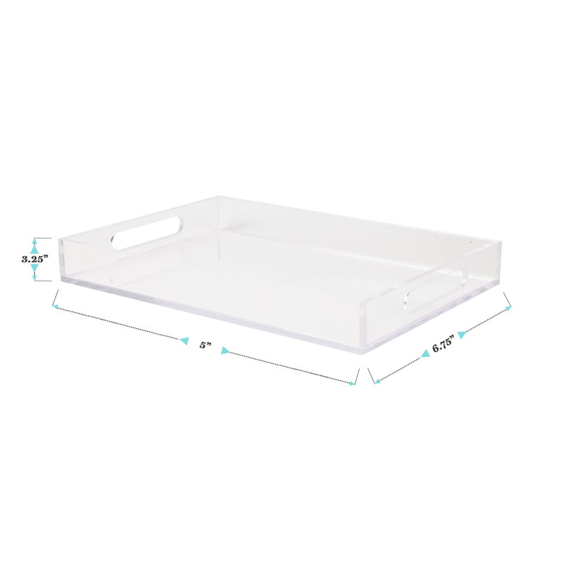 Clear Acrylic Letter Tray with Handles and Anti-Slip Feet