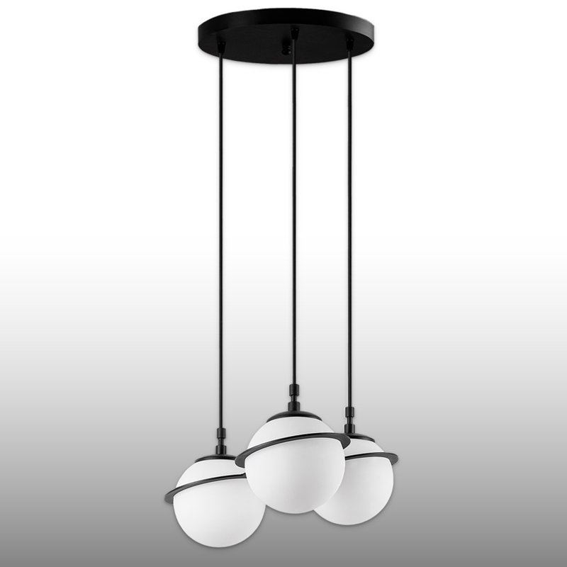 Luminaire suspendu sphère en métal 3 lumières à hauteur réglable