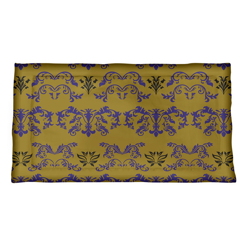 Football Baroque Pattern Pillow Sham, Microfiber, King, Gold/Purple/Black