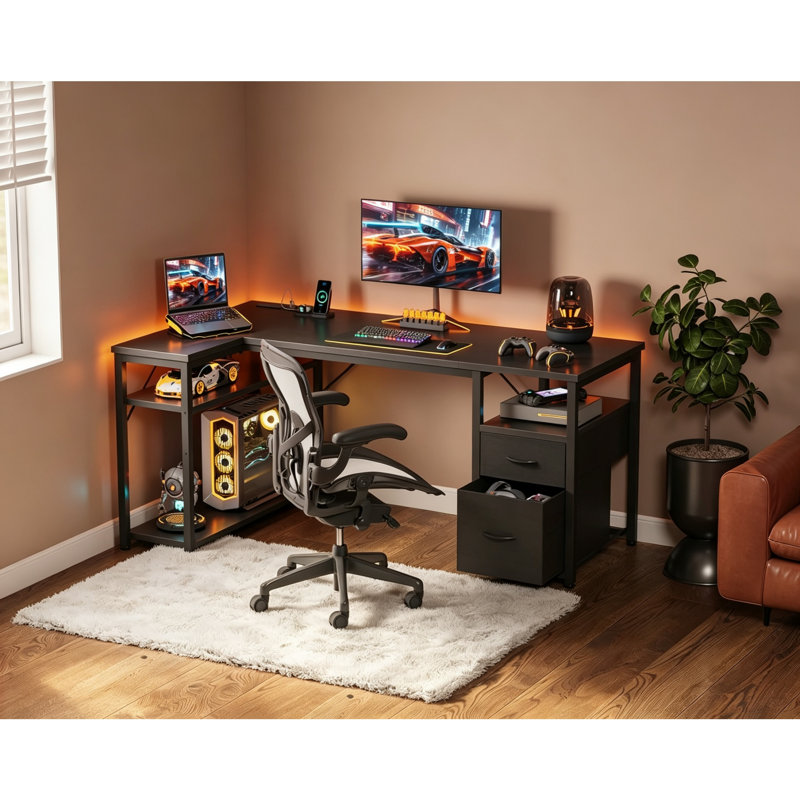 L-Shaped Iron Computer Desk