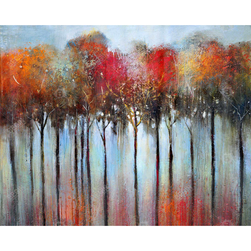 Abstrait et forêt colorée - Toile encadrée, décoration intérieure