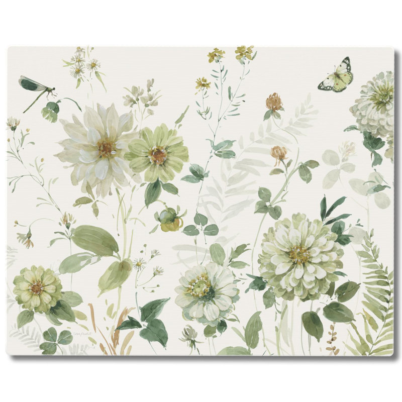 CounterArt Green Fields Tempered Glass Cutting Board, 0.75" H x 12" W x 15" L