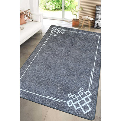 Antibacterial Area Rug, 3.1 x 4.0 ft | 100% Polyester, 0.4 in Pile Height | Non-Slip Underside, Machine Washable at 86°F | Perfect for Living Room, Bedroom & Kids Play Area, Soft & Durable Design