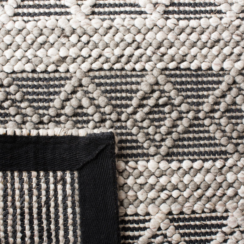 Tapis gris / noir en viscose / laine tissé à la main Natura, Tapis de couloir 2 pi 3 po x 8 pi