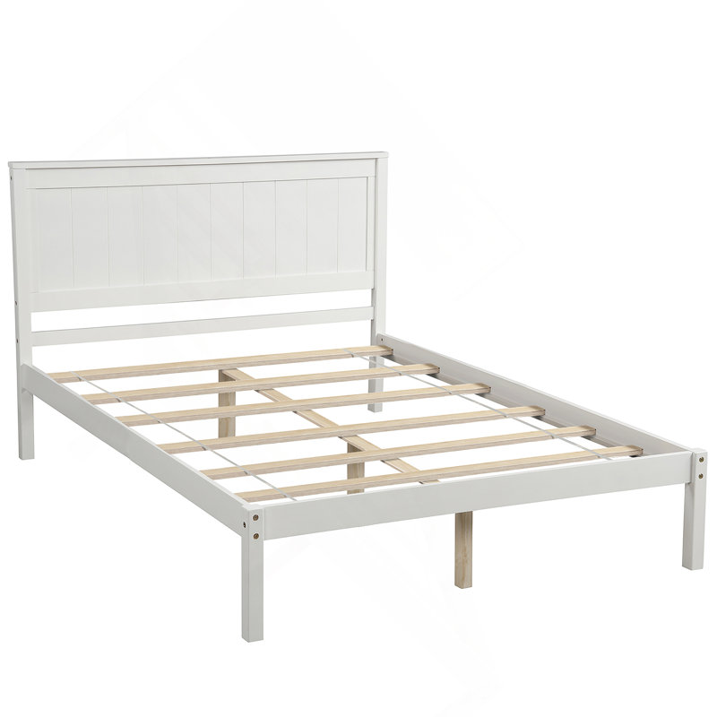 Perry Solid Wood Twin Size Standard Bed, Full/Double, White