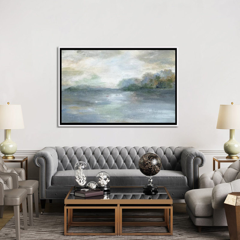«Blue Ethereal» par Nan - impression, H 40 po x l 60 po x 1,5 po, Cadre blanc