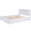 Queen Size Wood Storage Platform Bed With LED, 2 Drawers And 1 Twin Size Trundle, White-574414401