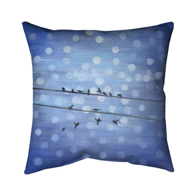 Birds on glittering blue sky - 18"x18" Throw pillow - Poly twill - Print on demand